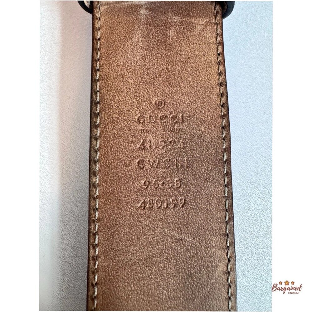 Auth Gucci Black Guccissima Leather Silver Interlocking G Buckle Belt 95/38 - Picture 11 of 13